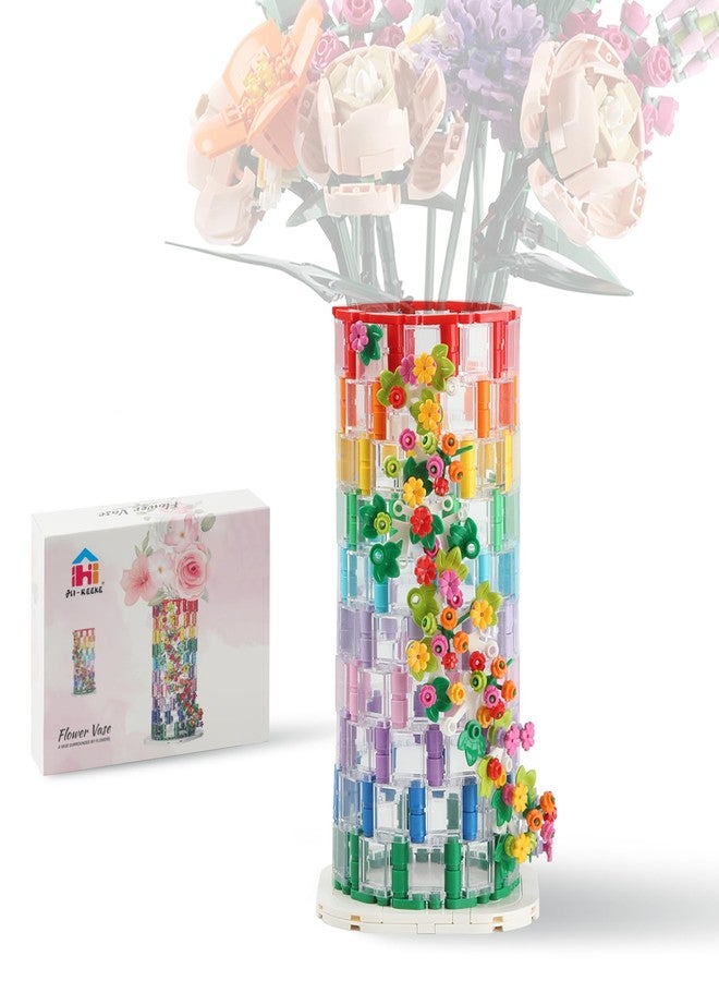 HI-REEKE Vase Building Set for Flowers Bouquet 10280 10313, Transparent Vase Flower Display Stand Building Block Kit for Women Adult - Image 1